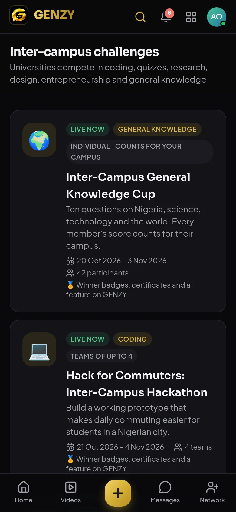 GENZY inter-campus challenges