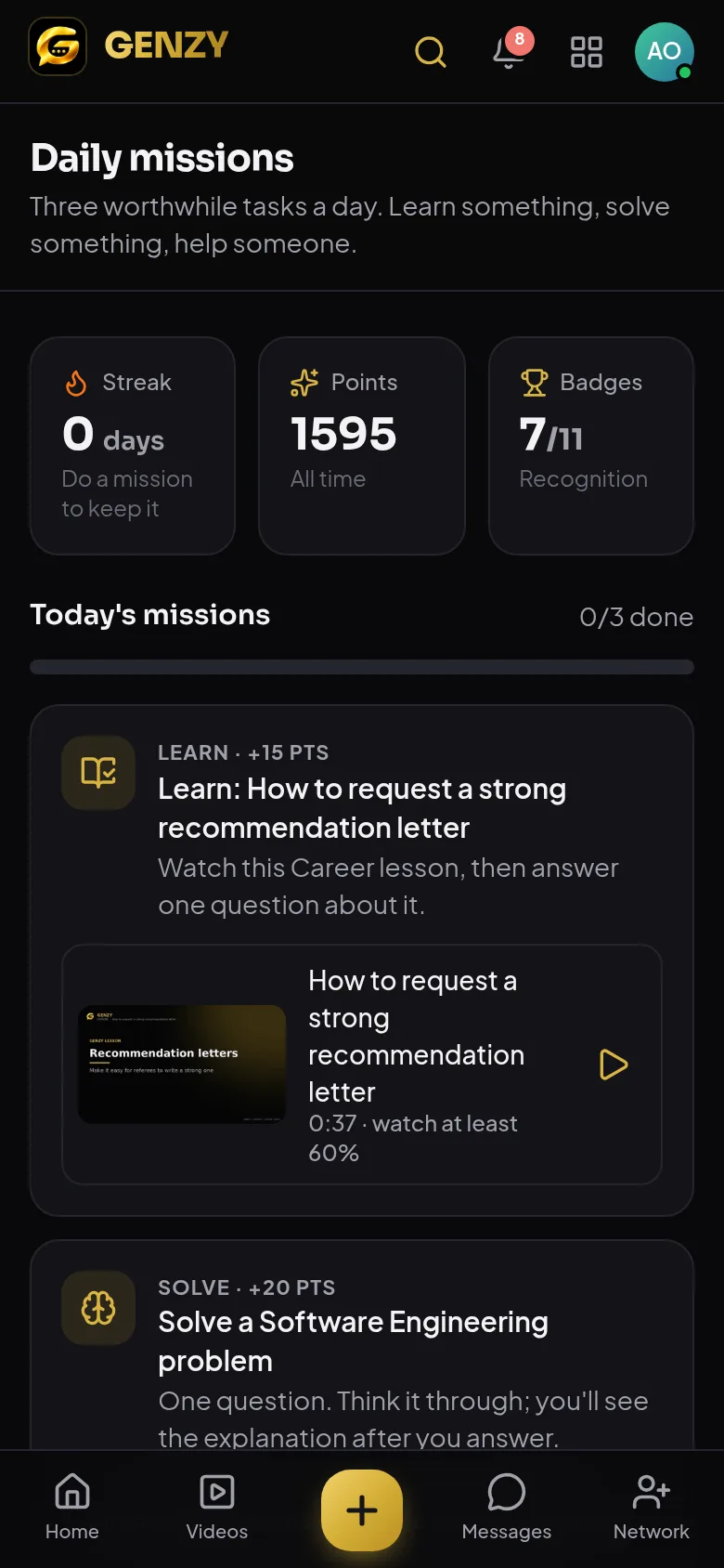 GENZY daily missions