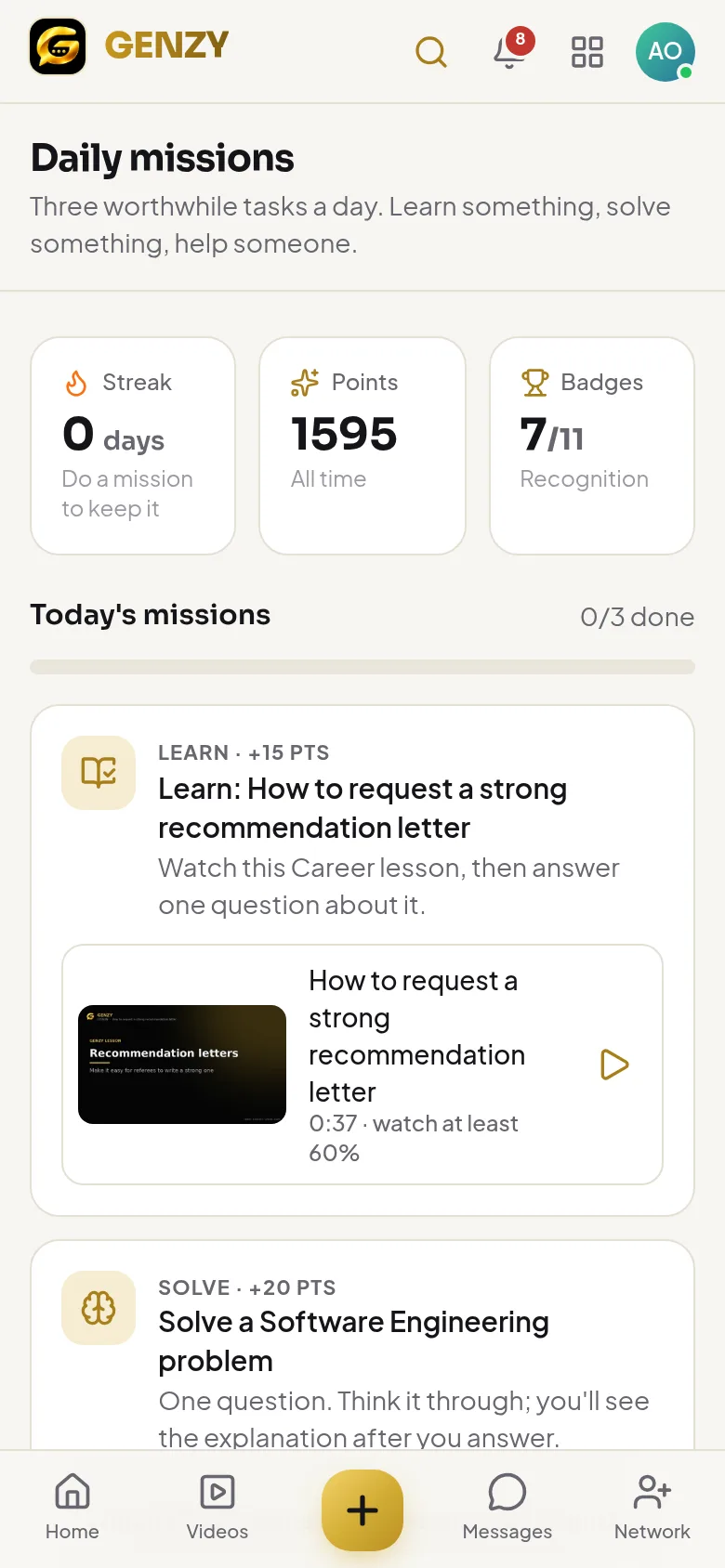 GENZY daily missions